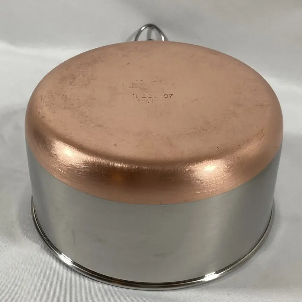 Revere Ware 1 1/2 Qt Copper Bottom Pot Lid Double Boiler Clinton 87 Stainless